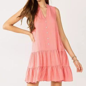 Nine‎ West Coral Button-Front Tiered Drop-Waist Dress Size 3X